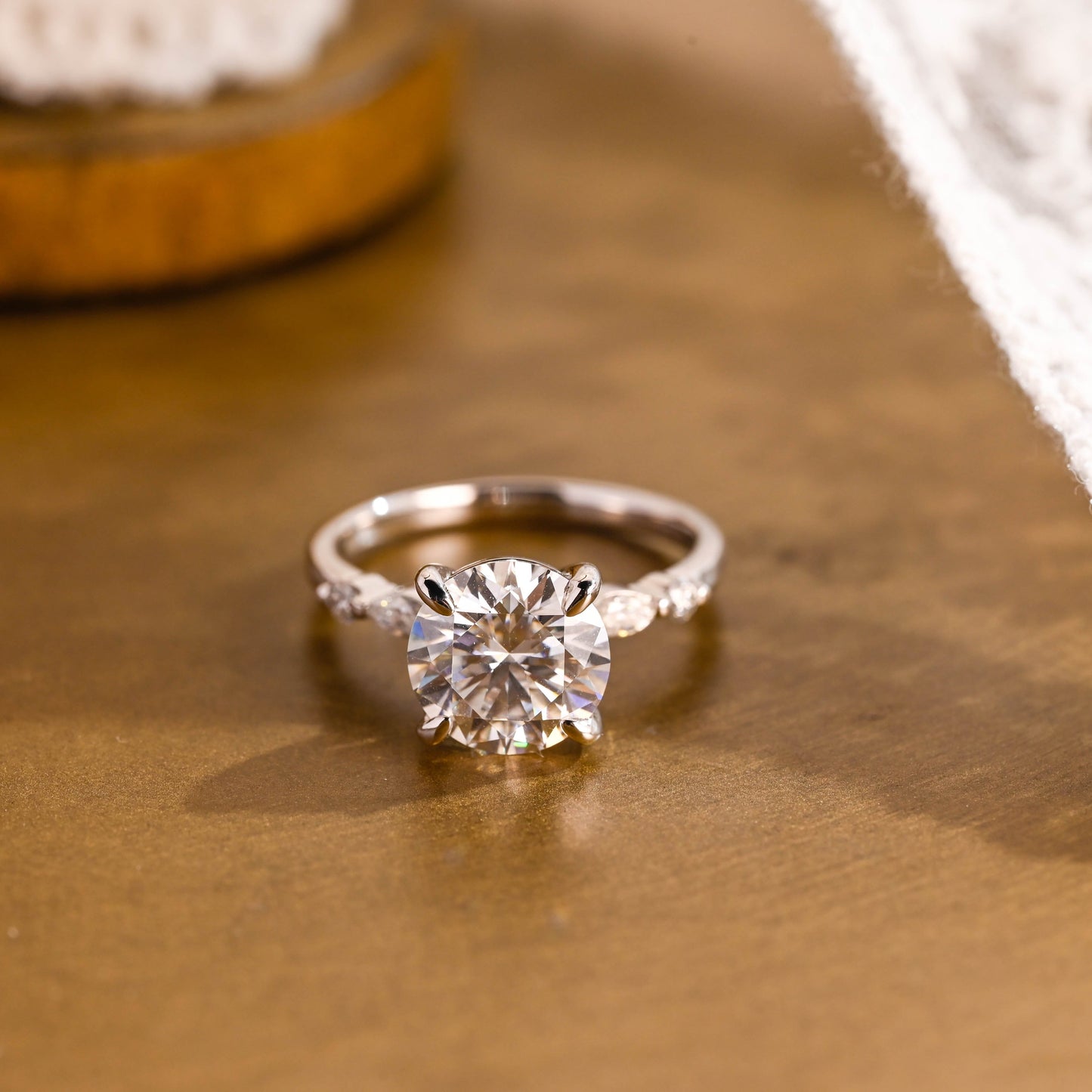 2 CT Emerald Pave Moissanite Engagement Ring