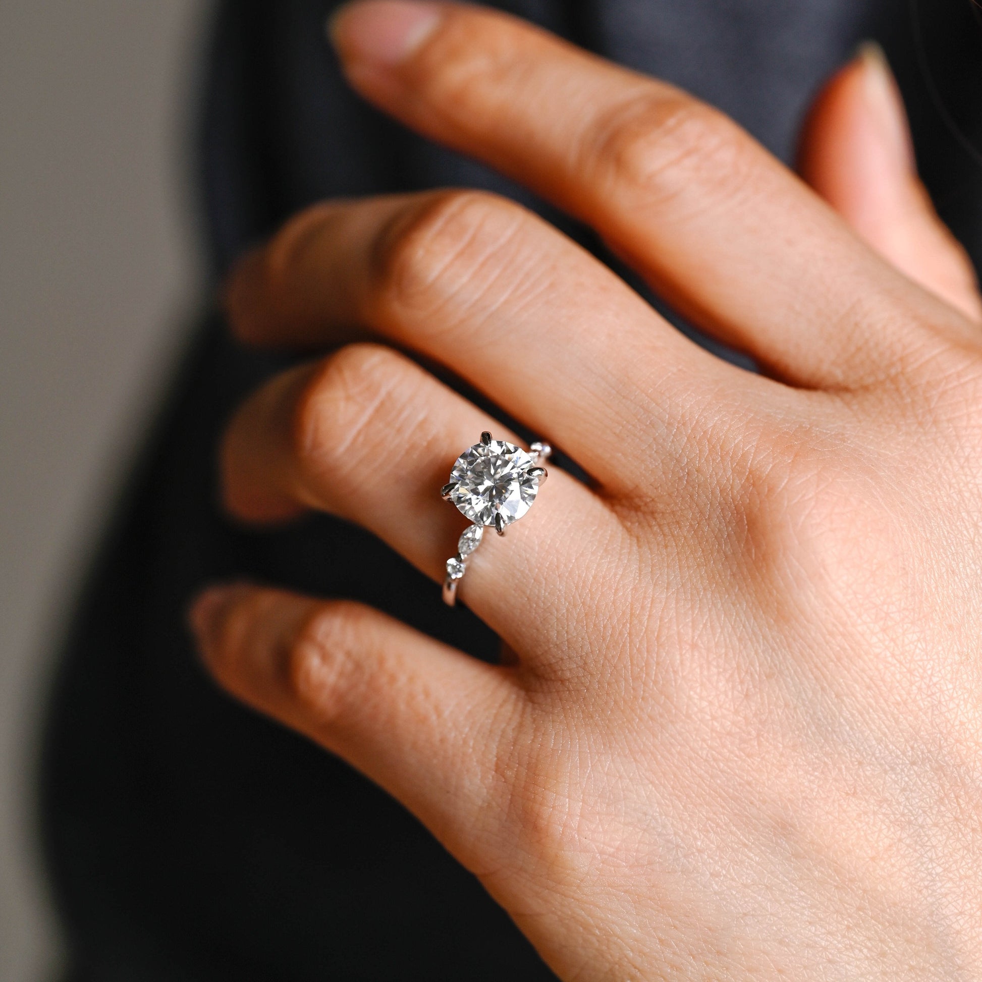2 CT Emerald Pave Moissanite Engagement Ring