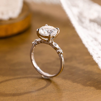 2 CT Emerald Pave Moissanite Engagement Ring