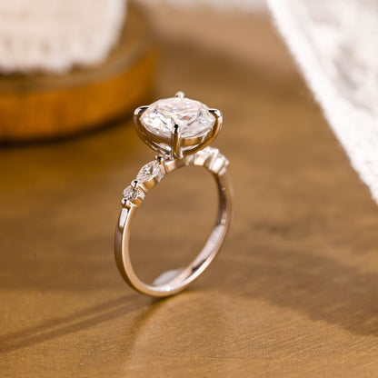2 CT Emerald Pave Moissanite Engagement Ring