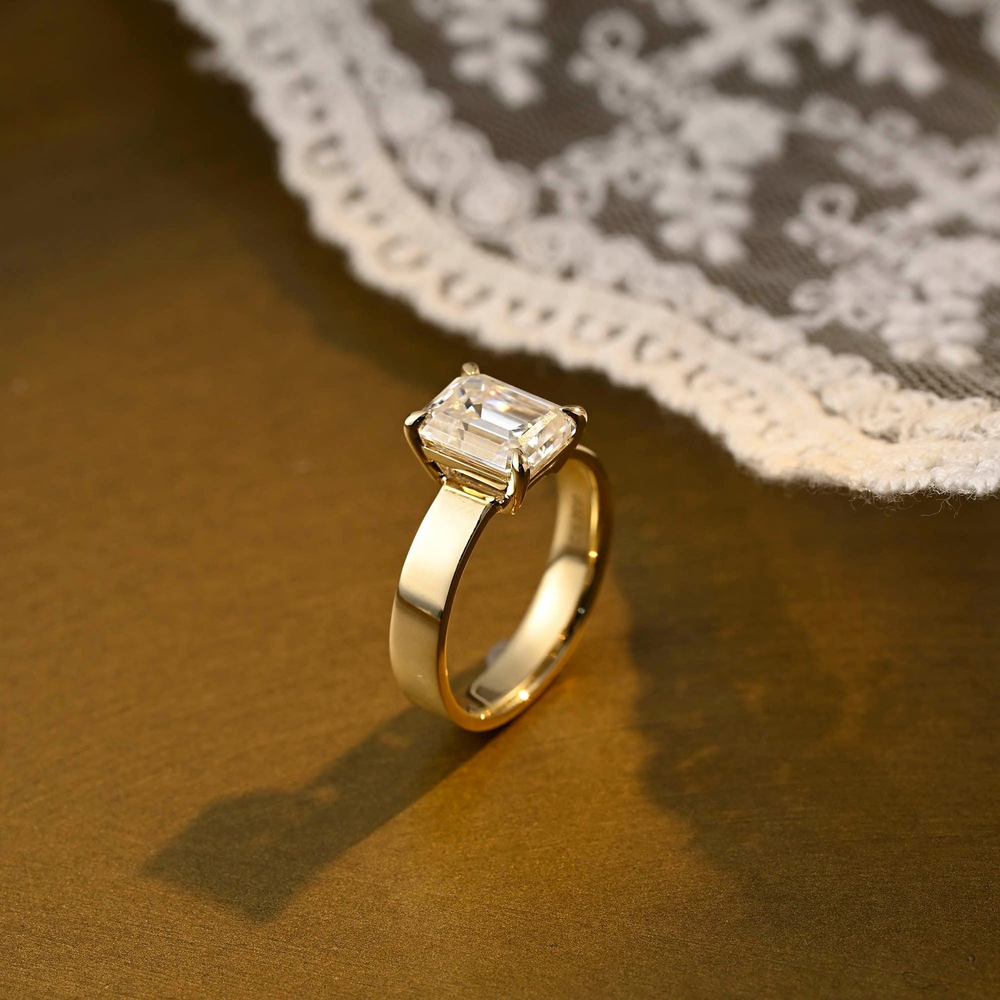 2 CT Emerald Pave Moissanite Engagement Ring