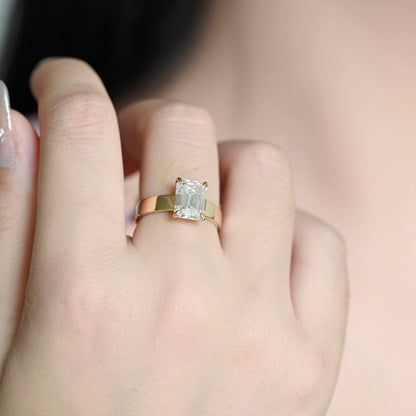 2 CT Emerald Pave Moissanite Engagement Ring