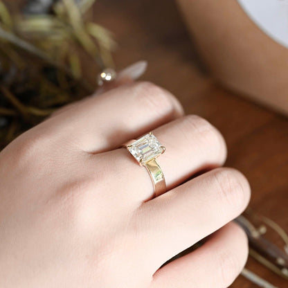 2 CT Emerald Pave Moissanite Engagement Ring