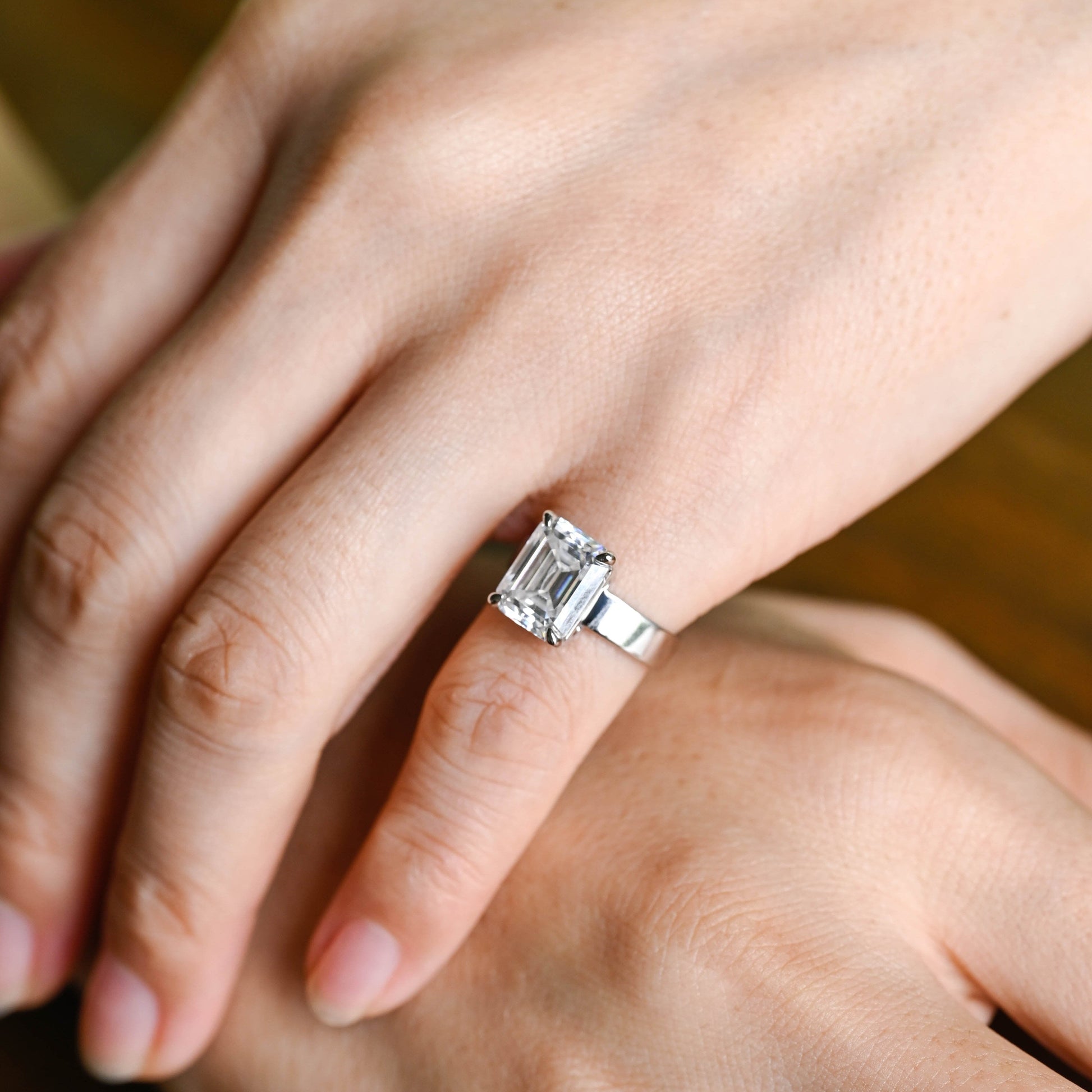 2 CT Emerald Pave Moissanite Engagement Ring