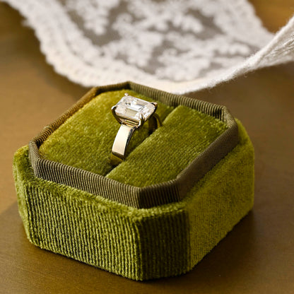 2 CT Emerald Pave Moissanite Engagement Ring