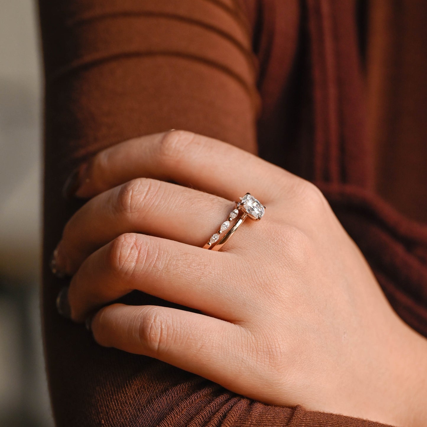2 CT Emerald Pave Moissanite Engagement Ring