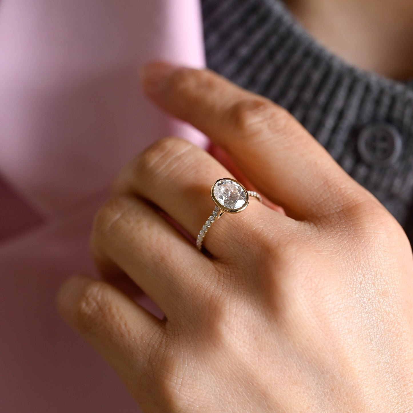 2 CT Emerald Pave Moissanite Engagement Ring