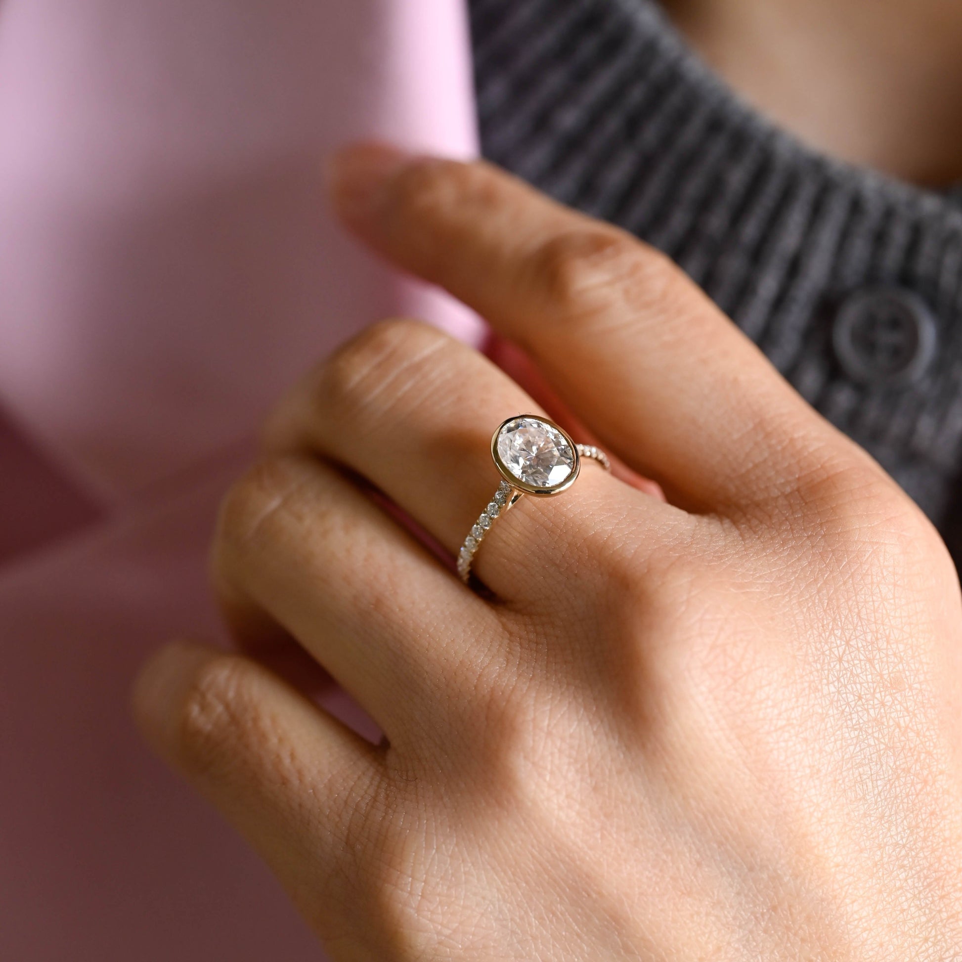 2 CT Emerald Pave Moissanite Engagement Ring
