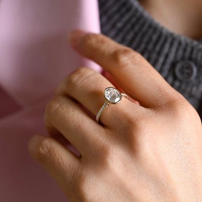2 CT Emerald Pave Moissanite Engagement Ring
