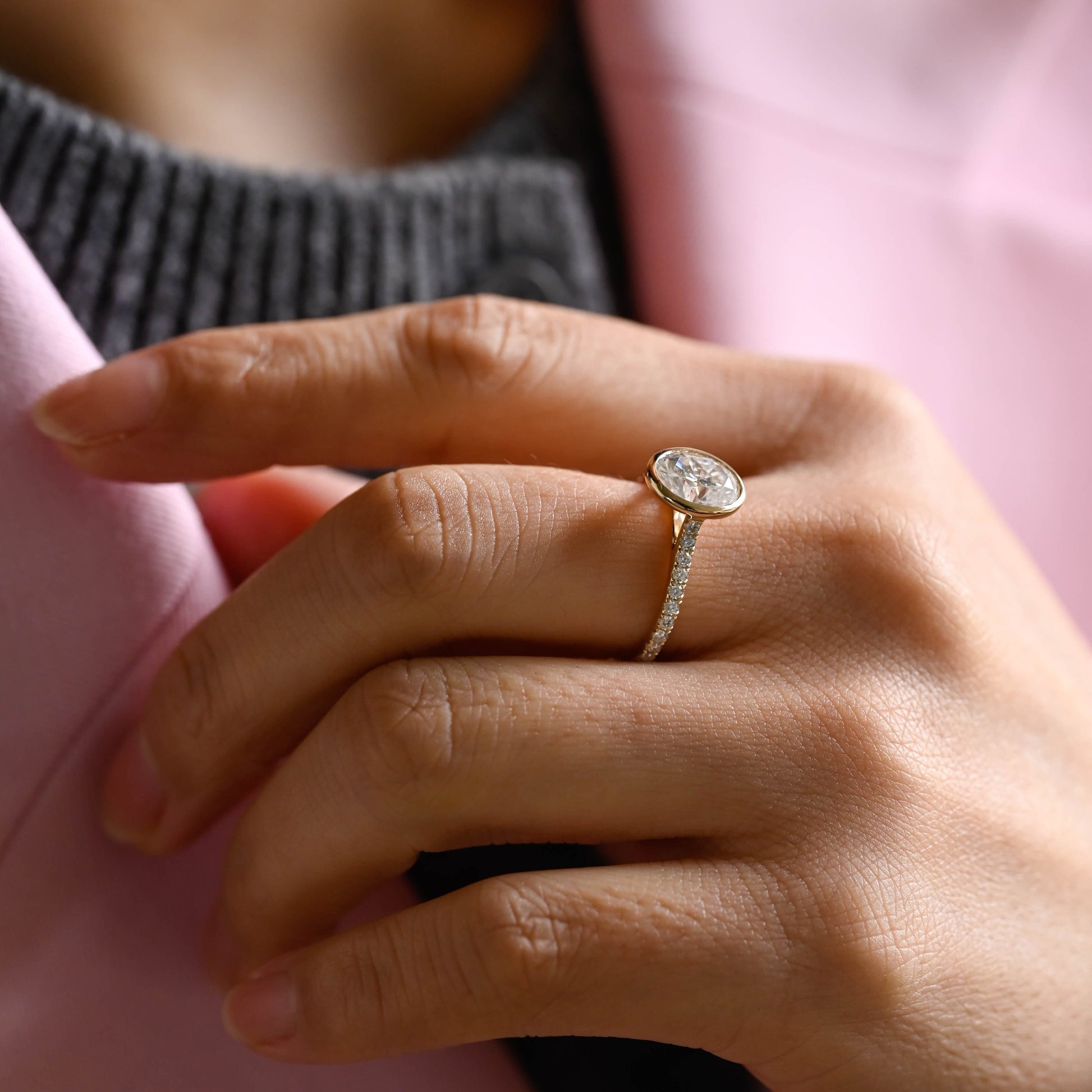 2 CT Emerald Pave Moissanite Engagement Ring