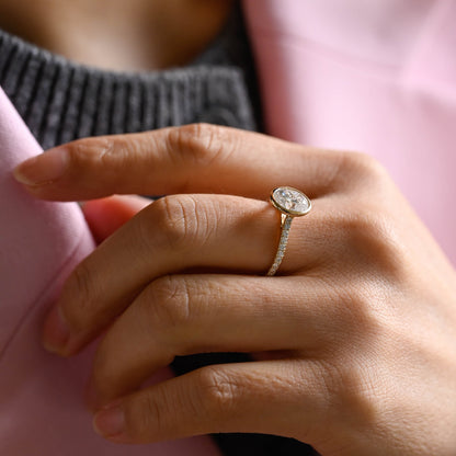 2 CT Emerald Pave Moissanite Engagement Ring