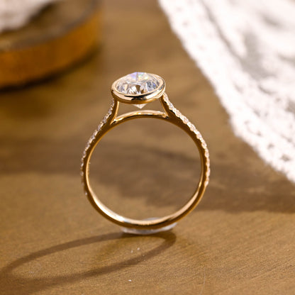 2 CT Emerald Pave Moissanite Engagement Ring