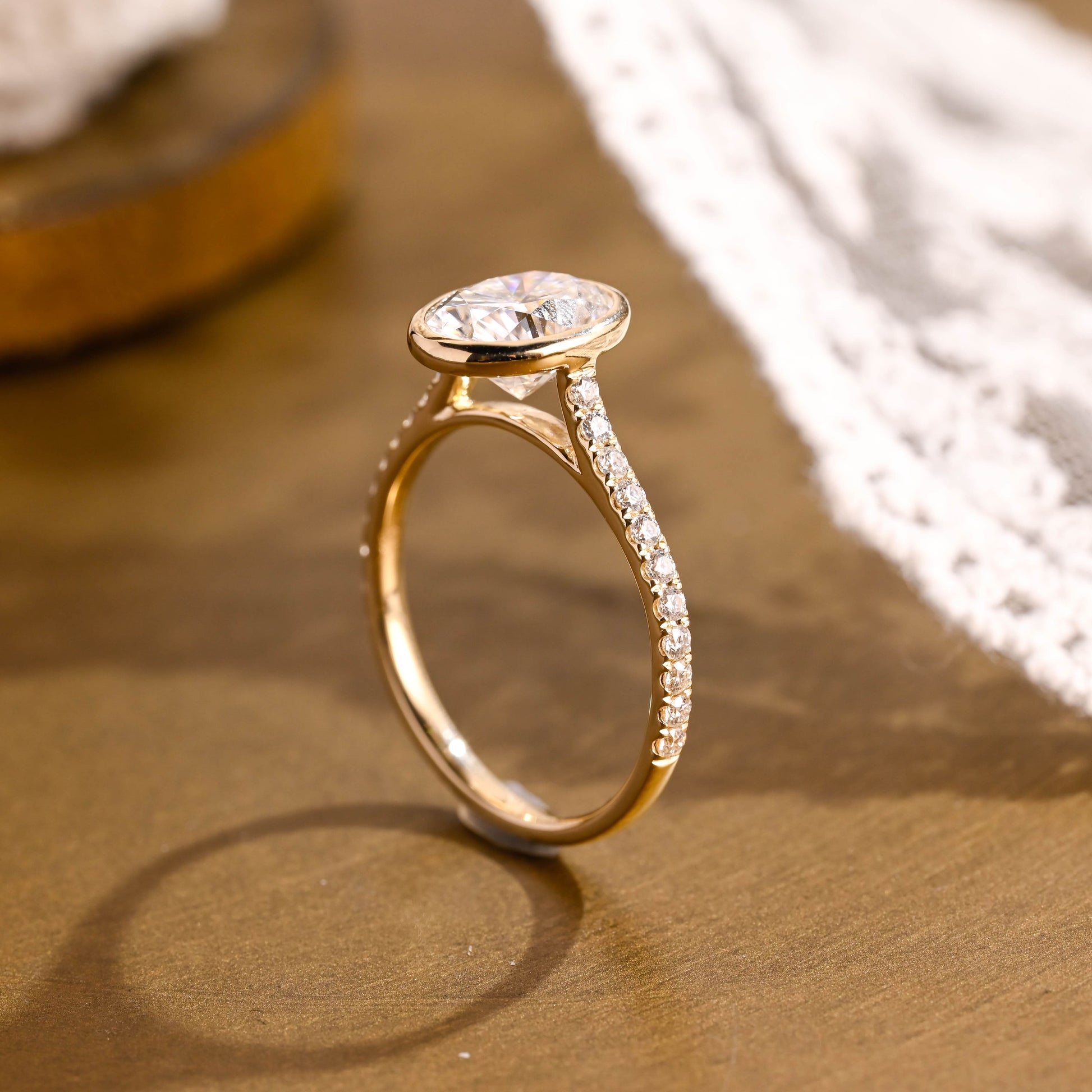 2 CT Emerald Pave Moissanite Engagement Ring