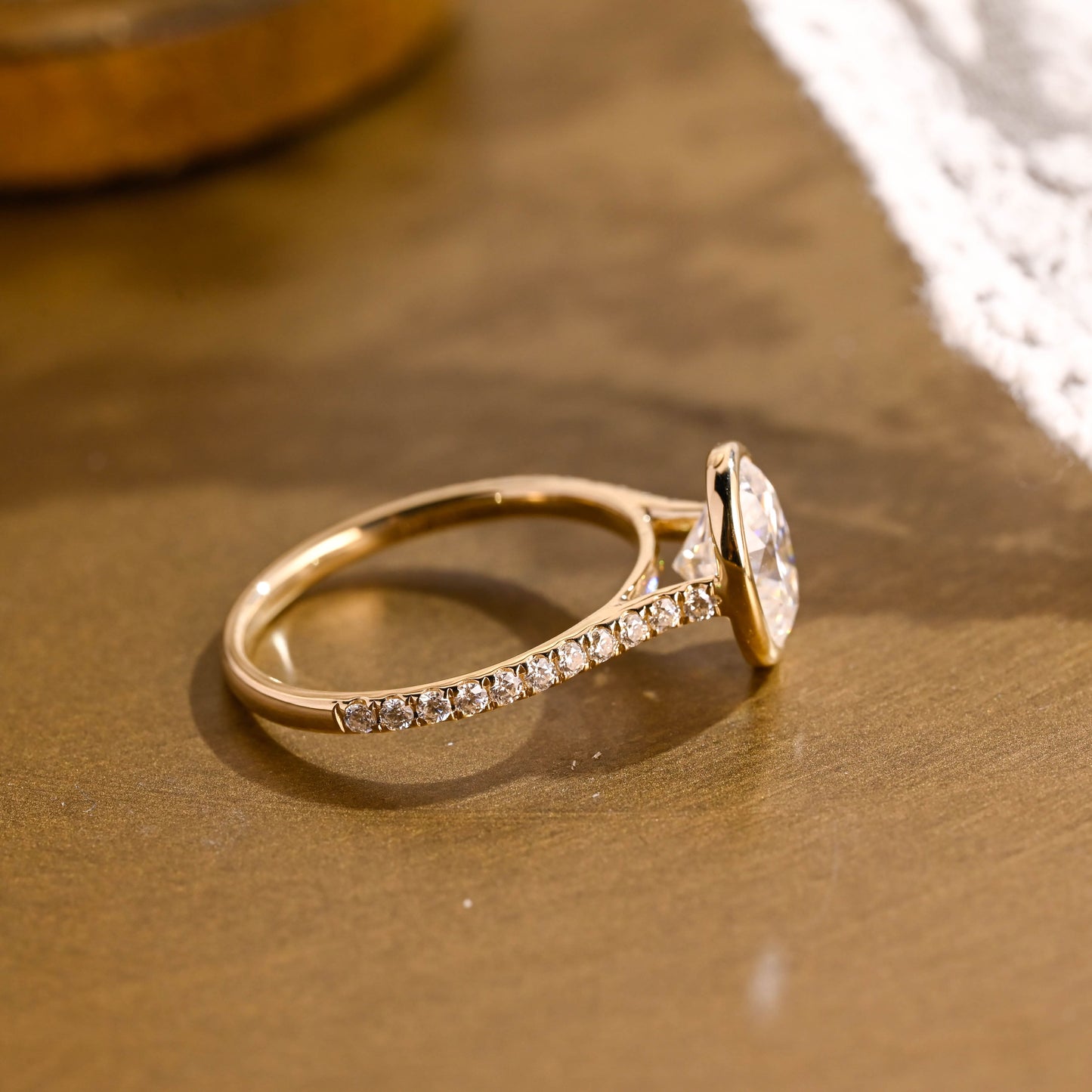 2 CT Emerald Pave Moissanite Engagement Ring