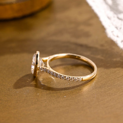 2 CT Emerald Pave Moissanite Engagement Ring