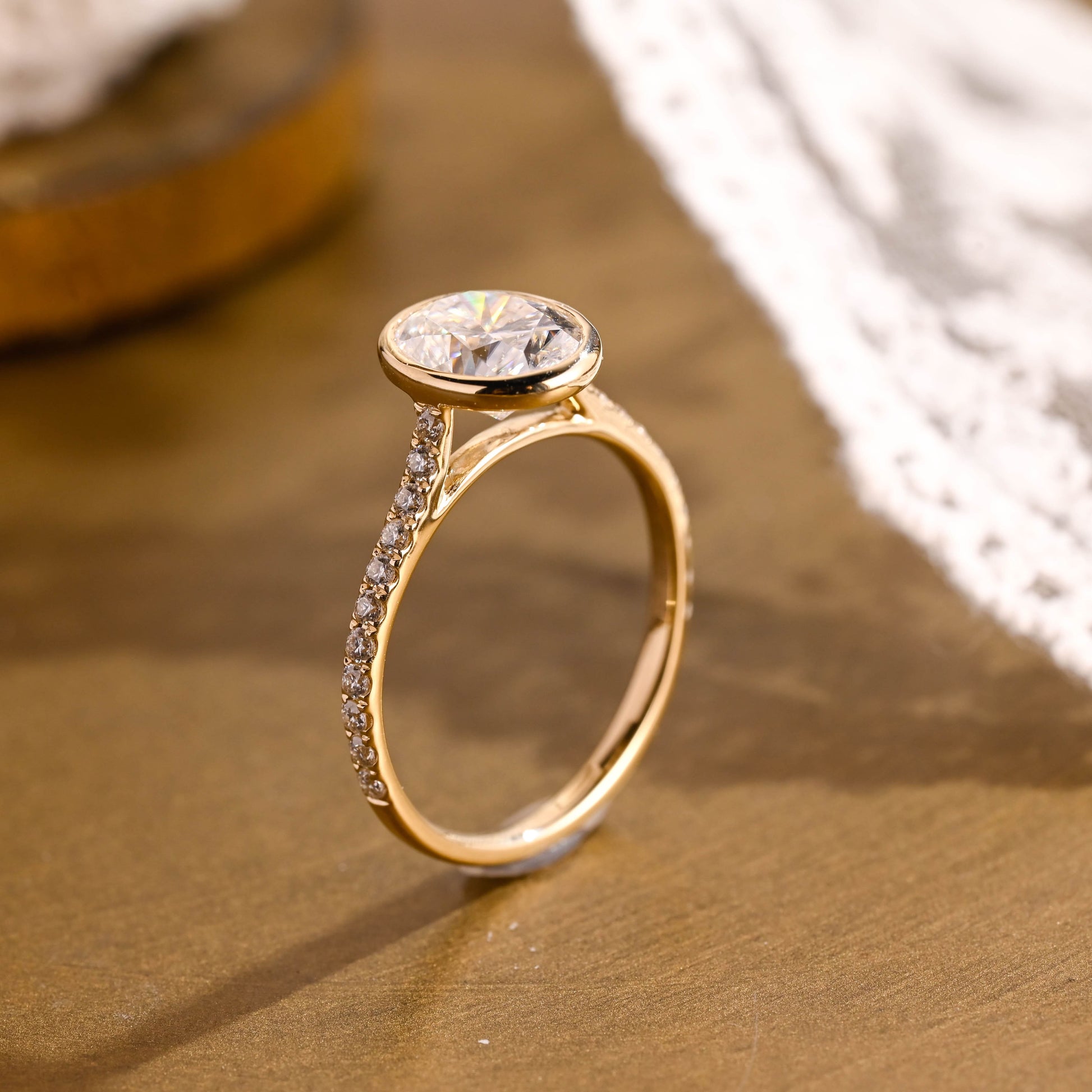 2 CT Emerald Pave Moissanite Engagement Ring