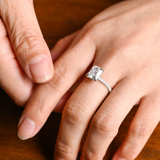 2 CT Emerald Pave Moissanite Engagement Ring