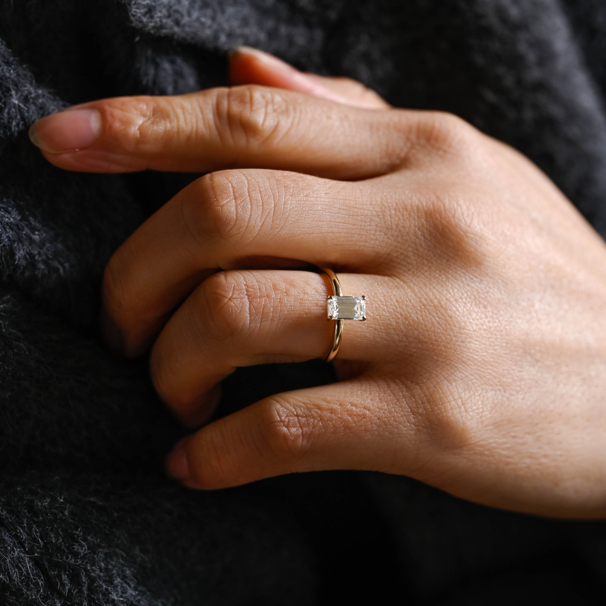 2 CT Emerald Pave Moissanite Engagement Ring