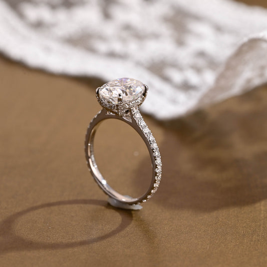 2 CT Emerald Pave Moissanite Engagement Ring