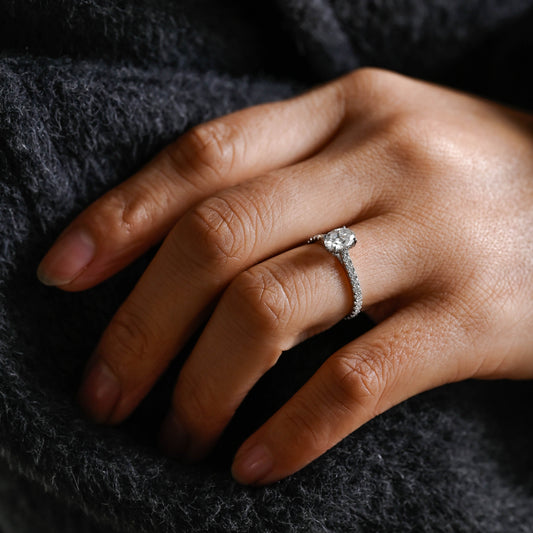 2 CT Emerald Pave Moissanite Engagement Ring