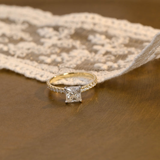 2 CT Emerald Pave Moissanite Engagement Ring