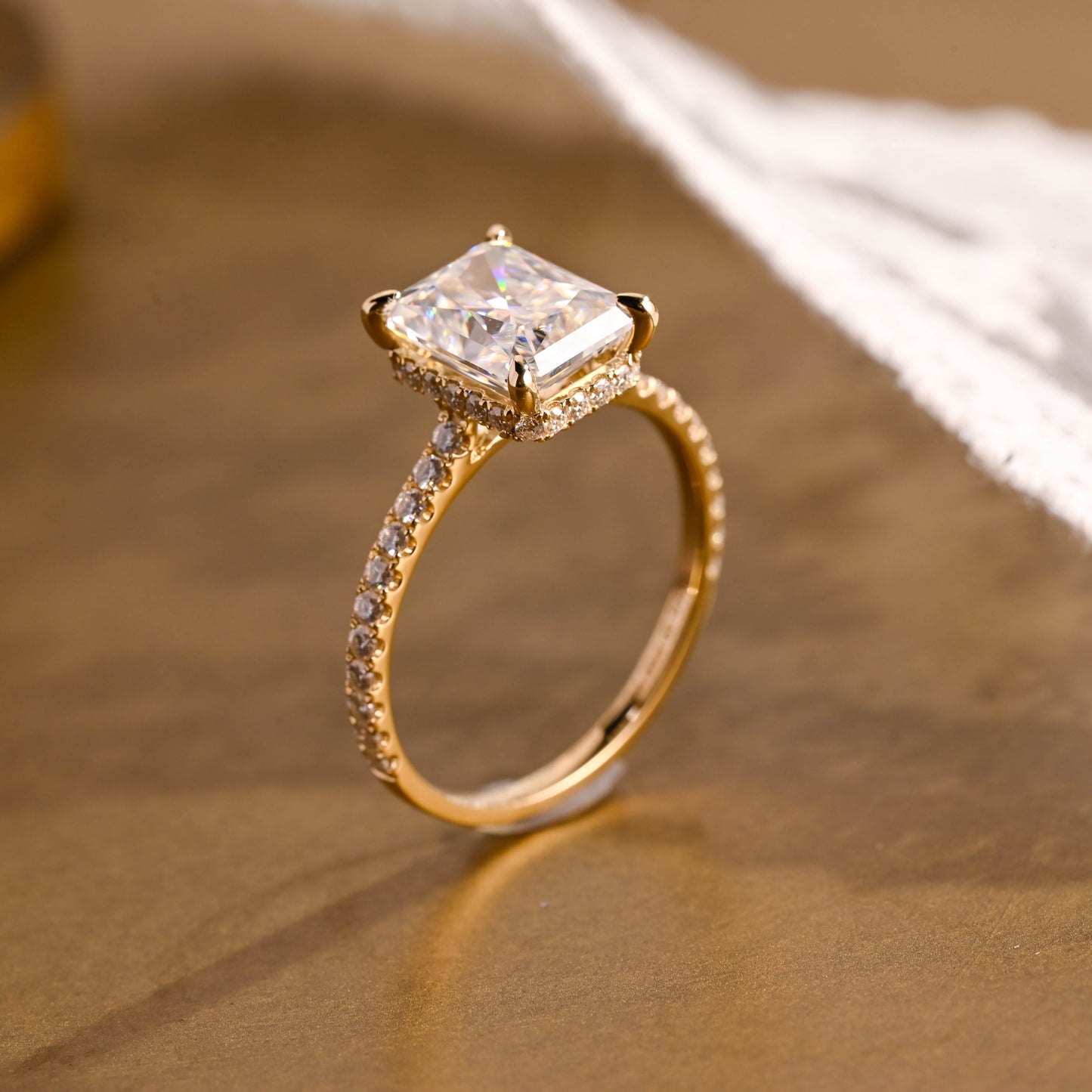 2 CT Emerald Pave Moissanite Engagement Ring