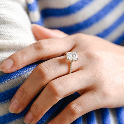 2 CT Emerald Pave Moissanite Engagement Ring