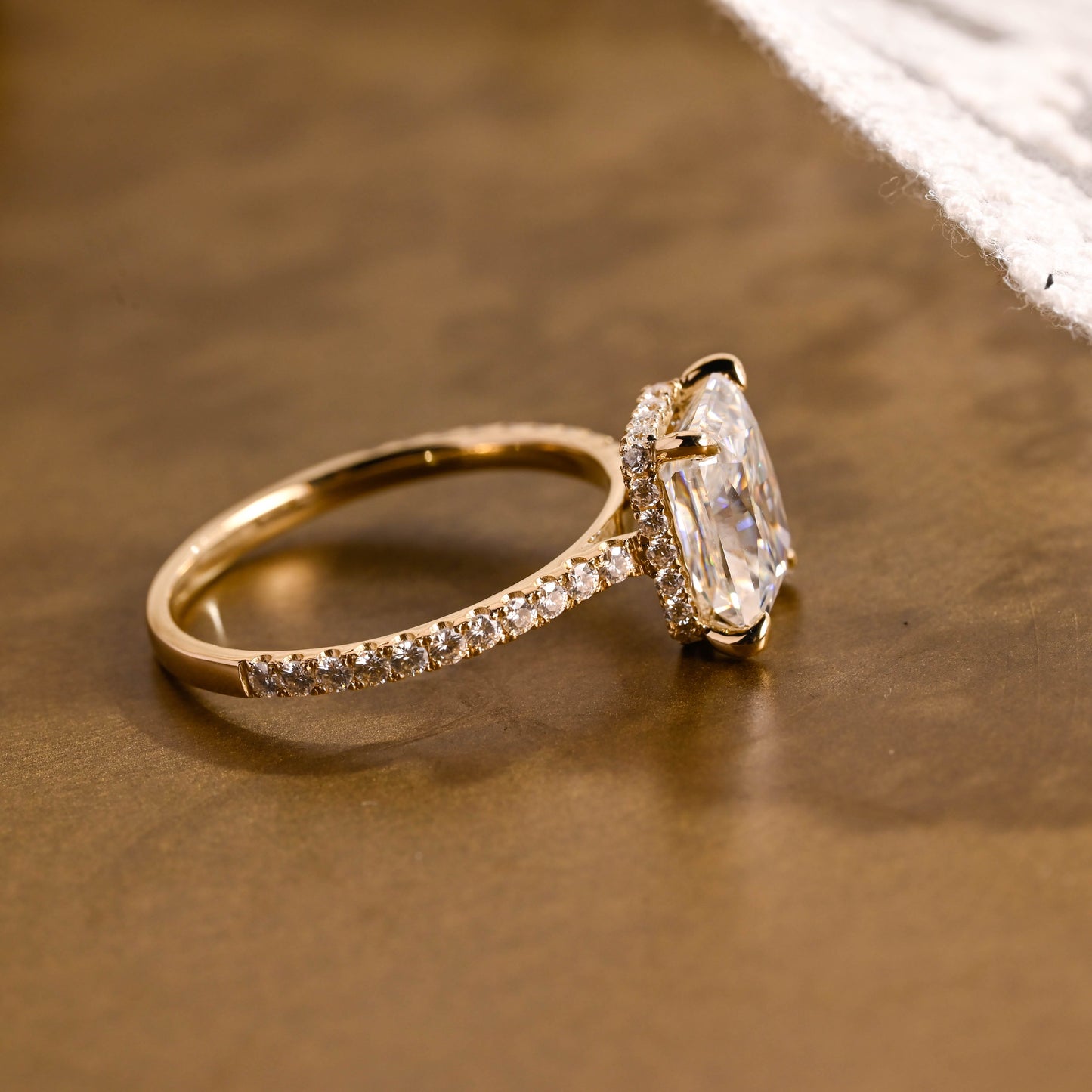 2 CT Emerald Pave Moissanite Engagement Ring
