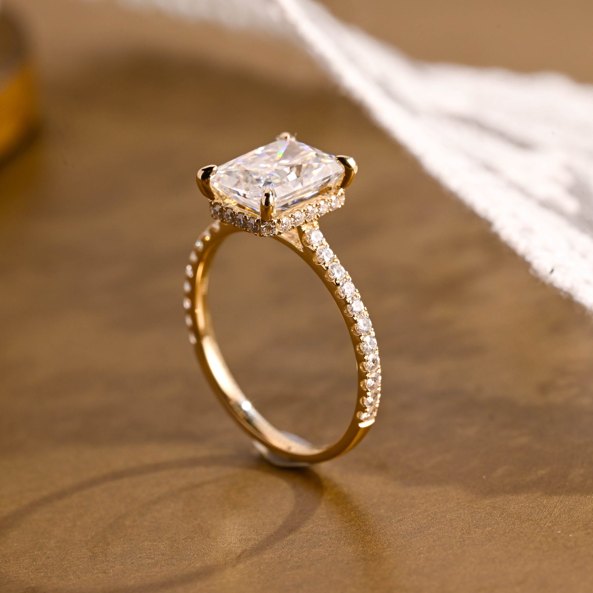 2 CT Emerald Pave Moissanite Engagement Ring