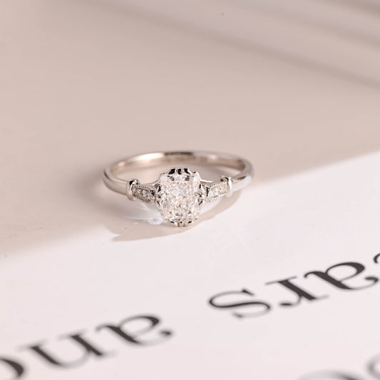 2 CT Emerald Pave Moissanite Engagement Ring