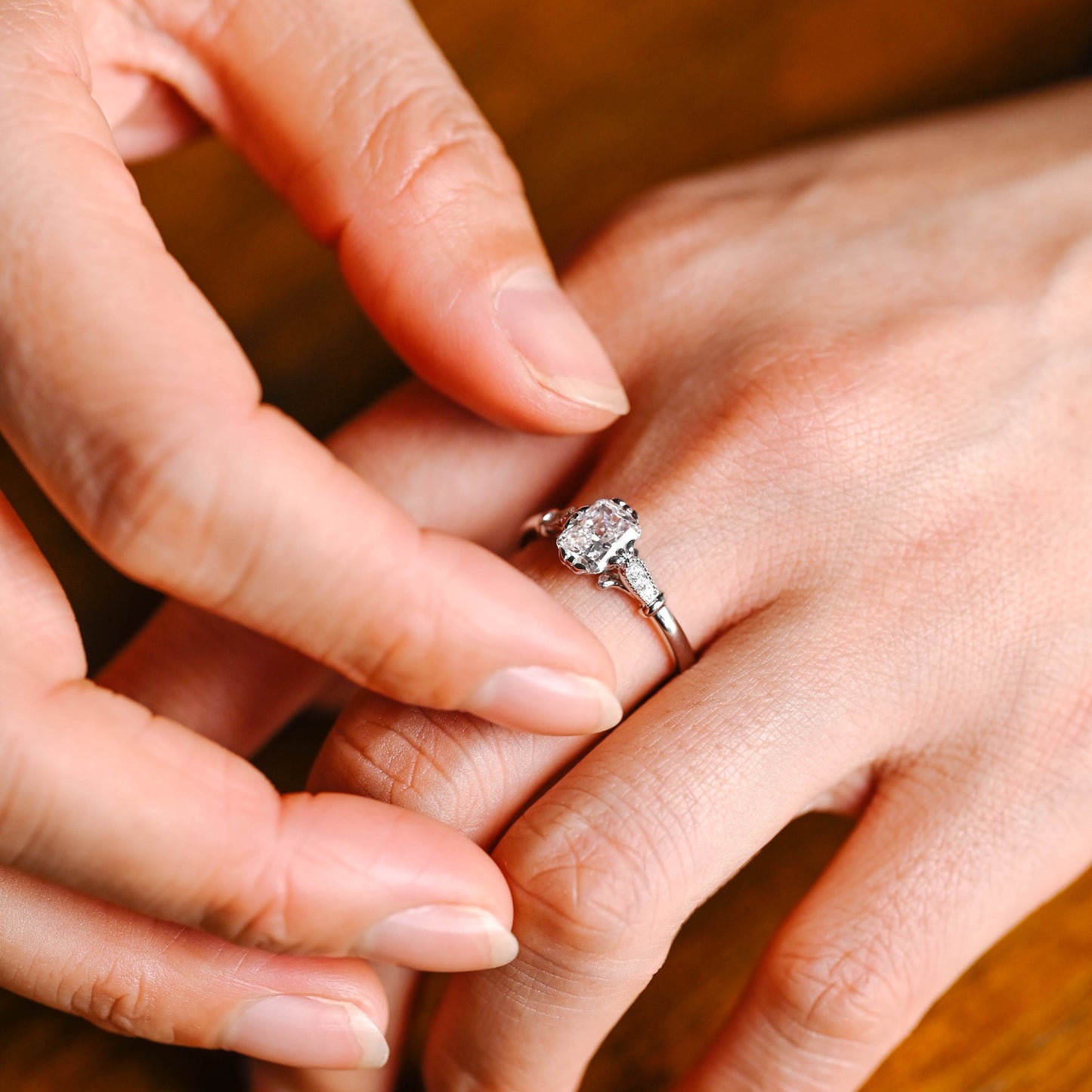 2 CT Emerald Pave Moissanite Engagement Ring
