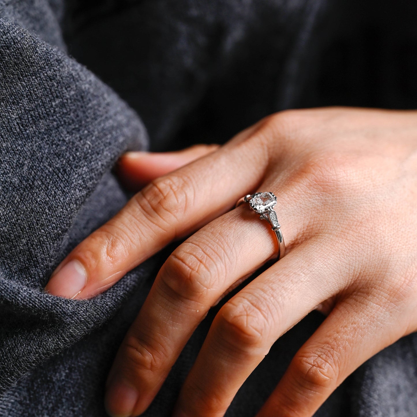 2 CT Emerald Pave Moissanite Engagement Ring