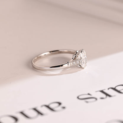2 CT Emerald Pave Moissanite Engagement Ring
