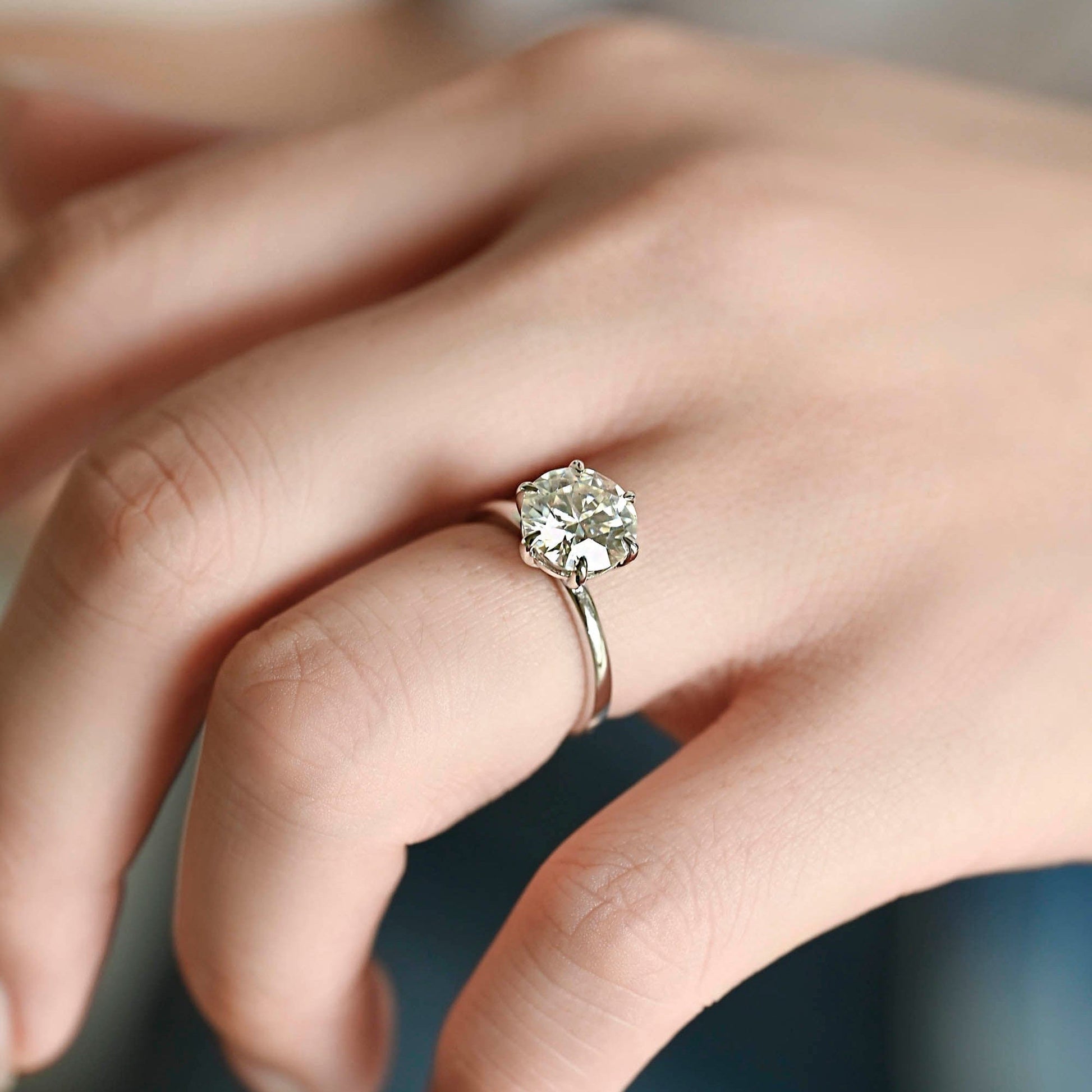 2 CT Emerald Pave Moissanite Engagement Ring