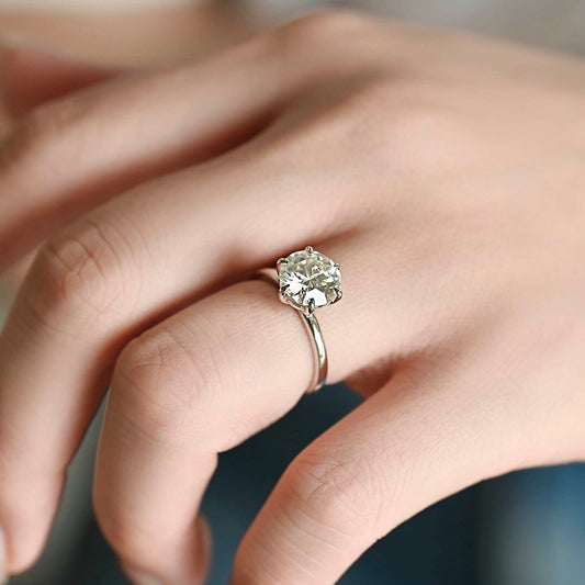 2 CT Emerald Pave Moissanite Engagement Ring