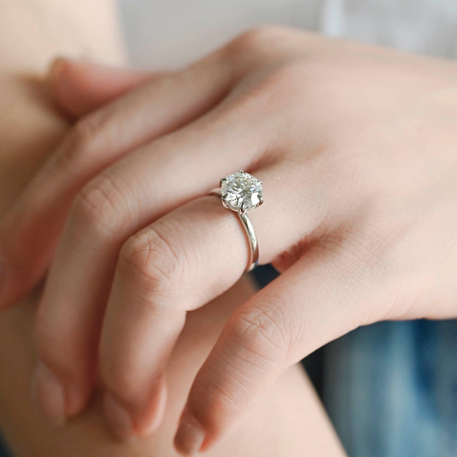 2 CT Emerald Pave Moissanite Engagement Ring