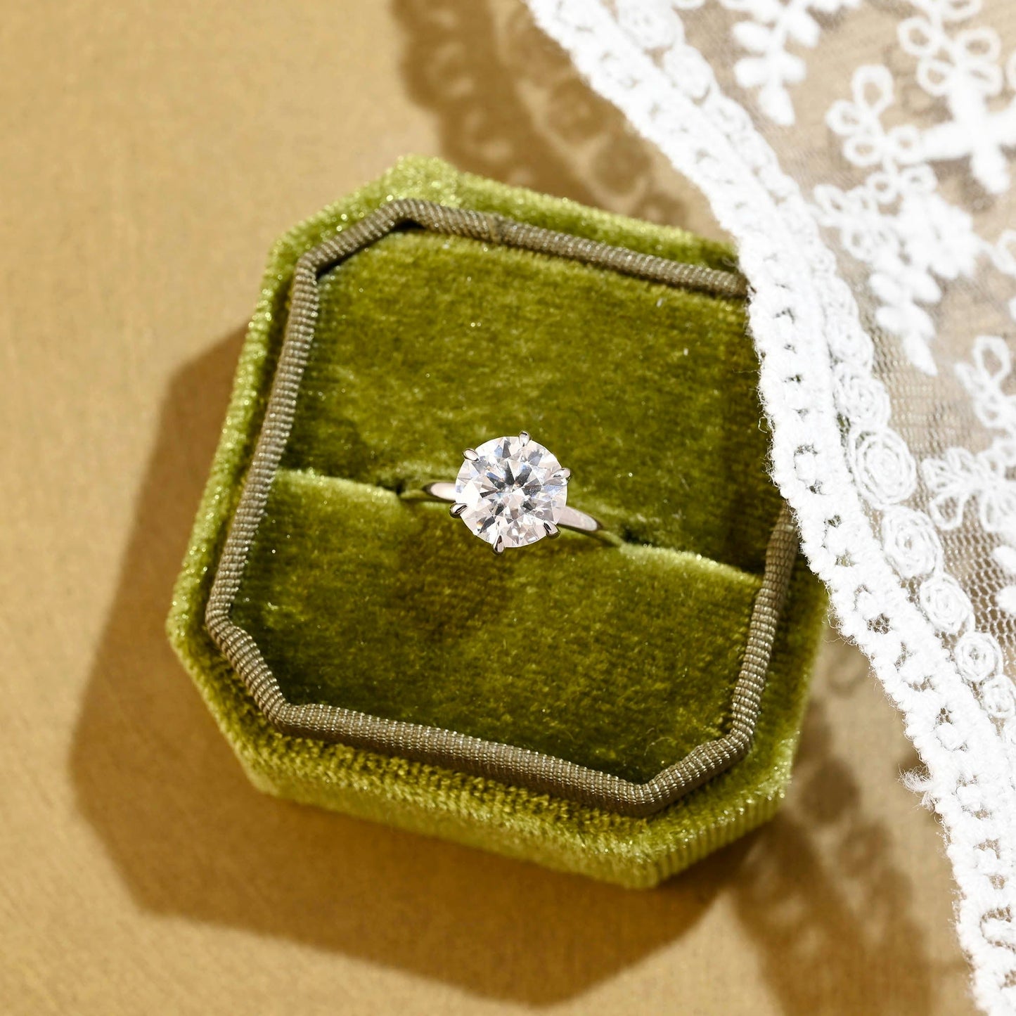 2 CT Emerald Pave Moissanite Engagement Ring