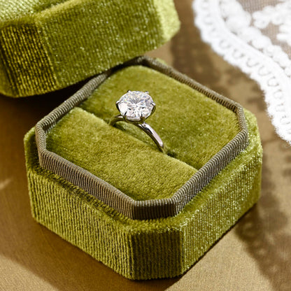 2 CT Emerald Pave Moissanite Engagement Ring