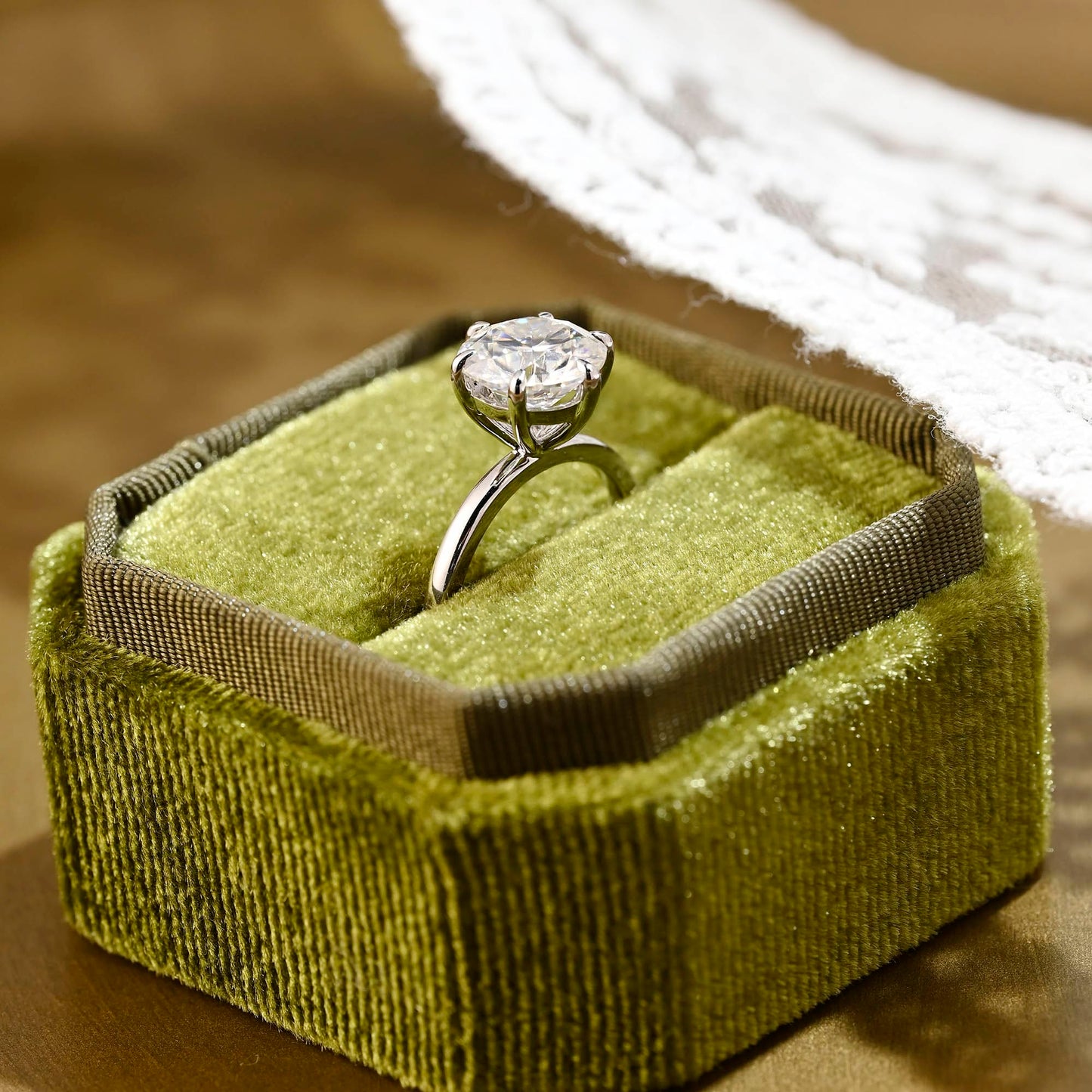 2 CT Emerald Pave Moissanite Engagement Ring