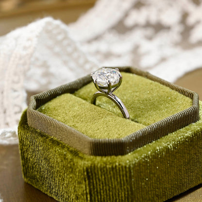 2 CT Emerald Pave Moissanite Engagement Ring
