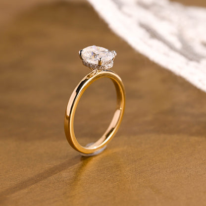 2 CT Emerald Pave Moissanite Engagement Ring