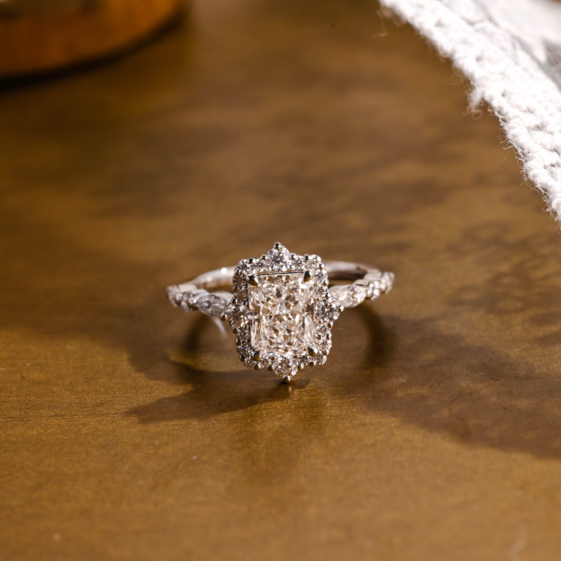 2 CT Emerald Pave Moissanite Engagement Ring