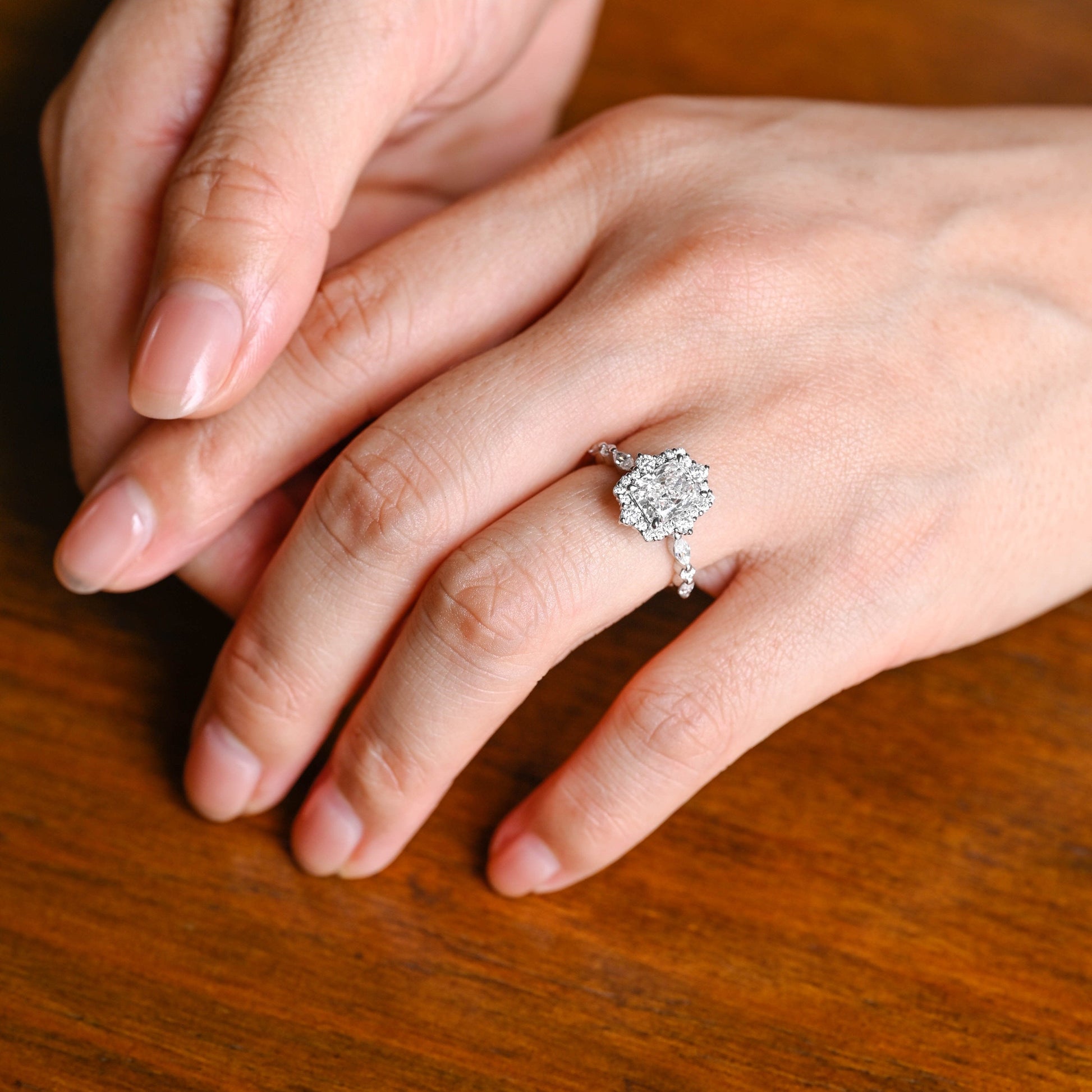 2 CT Emerald Pave Moissanite Engagement Ring