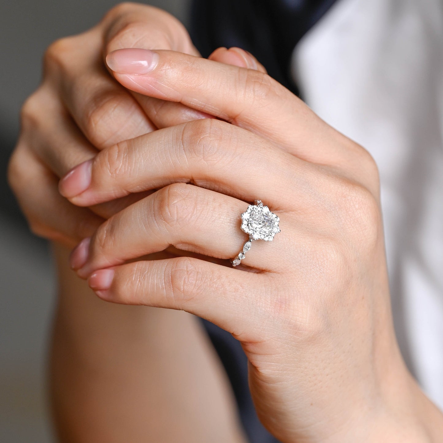 2 CT Emerald Pave Moissanite Engagement Ring