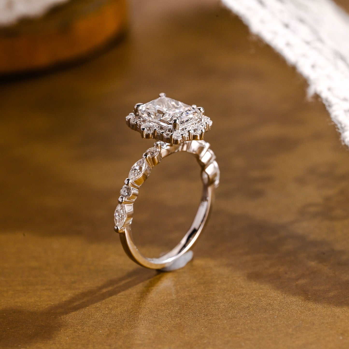 2 CT Emerald Pave Moissanite Engagement Ring
