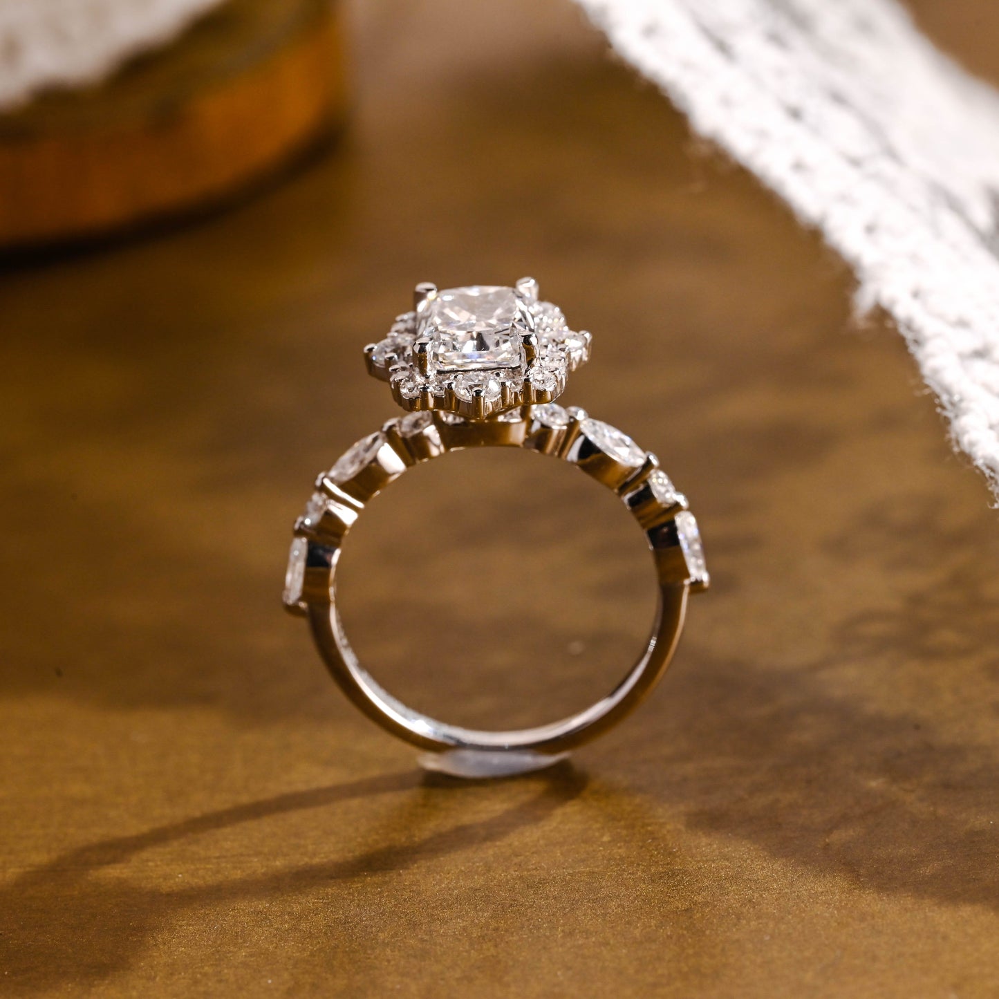 2 CT Emerald Pave Moissanite Engagement Ring