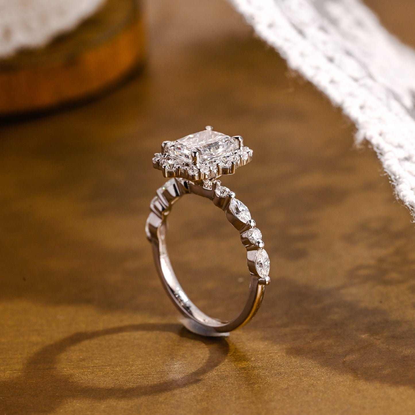 2 CT Emerald Pave Moissanite Engagement Ring