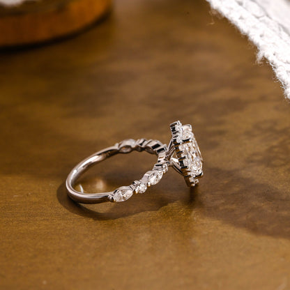 2 CT Emerald Pave Moissanite Engagement Ring
