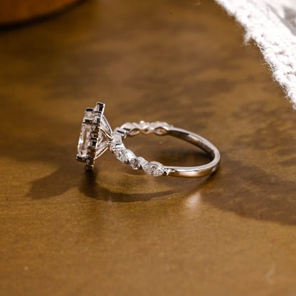 2 CT Emerald Pave Moissanite Engagement Ring
