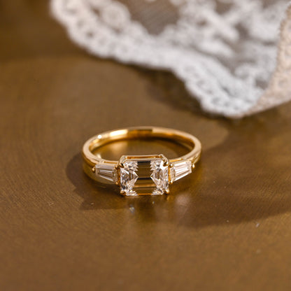 2 CT Emerald Pave Moissanite Engagement Ring